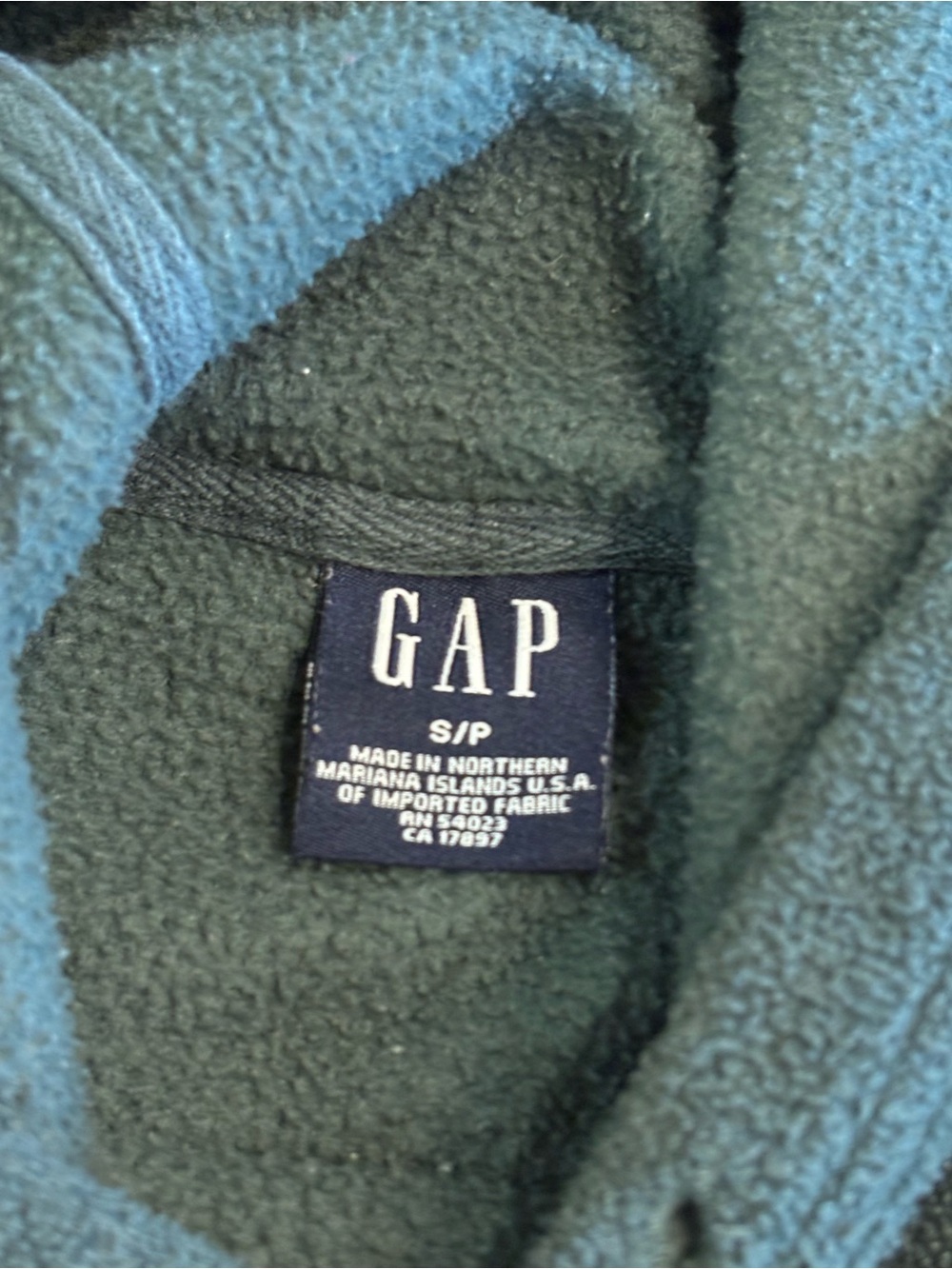 Vintage GAP Fleece Hoodie Green Logo Pullover Small Petite S/P - Picture 3 of 6